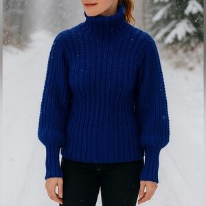 Vintage Hand Knit Acrylic Chunky Knit Sweater Size Large Casual Cozy Winter Ski